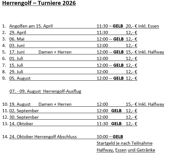 Herrengolfturniere 2026